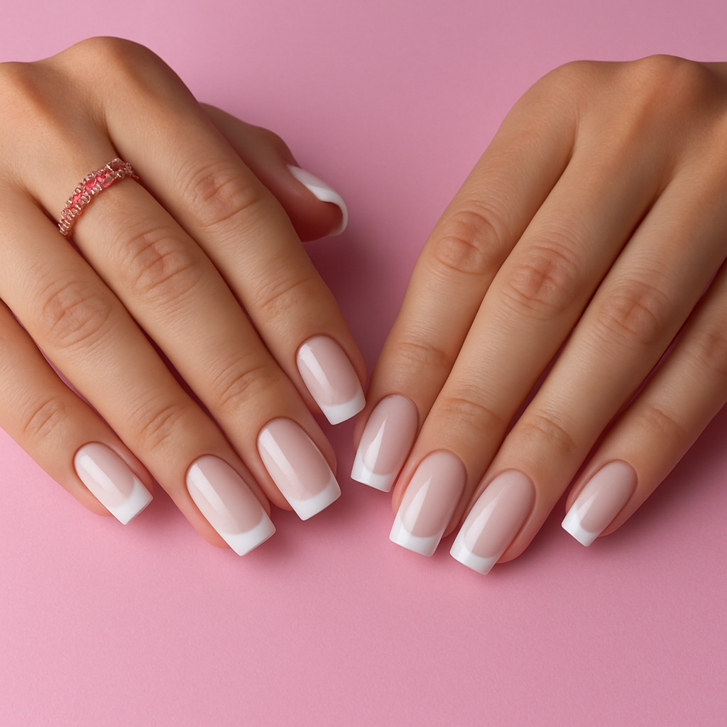 Paznokcie na różowym tle